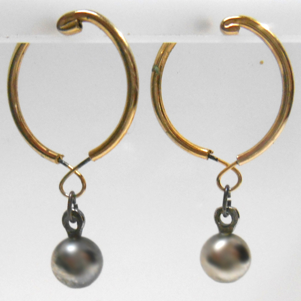 Silver Pearl dangle non pierced teardrop Earrings